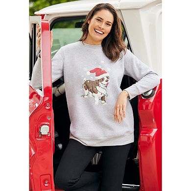 Woman Within Plus Size Fleece Holiday Sweatshirt