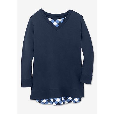 Woman Within Plus Size Layered Look Sweatshirt