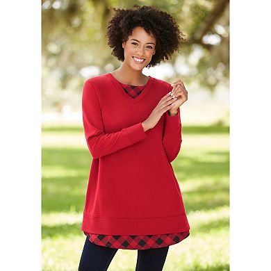 Woman Within Plus Size Layered Look Sweatshirt