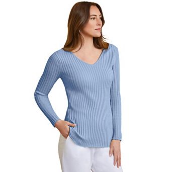 Jessica London Women's Plus Size V-Neck Ribbed Sweater