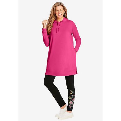 Woman Within Plus Size Longer-Length Hoodie Sweatshirt.