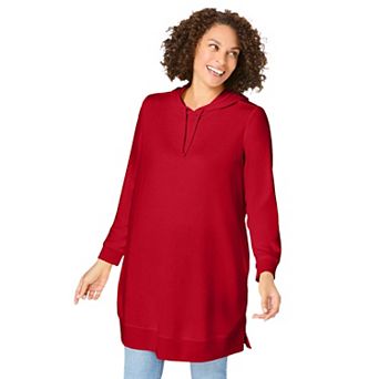 Woman Within Plus Size Longer-Length Hoodie Sweatshirt.