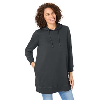 Woman Within Plus Size Longer-Length Hoodie Sweatshirt.
