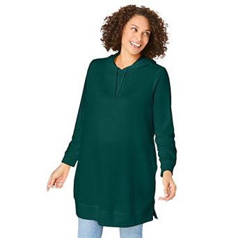 Woman Within Plus Size Longer-Length Hoodie Sweatshirt.