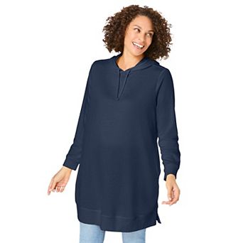Woman Within Plus Size Longer-Length Hoodie Sweatshirt.