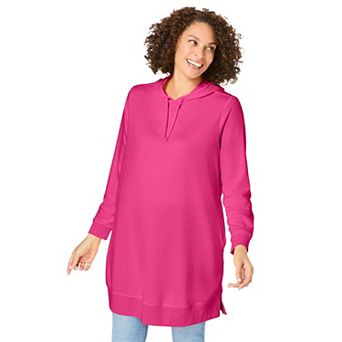 Woman Within Plus Size Longer-Length Hoodie Sweatshirt.