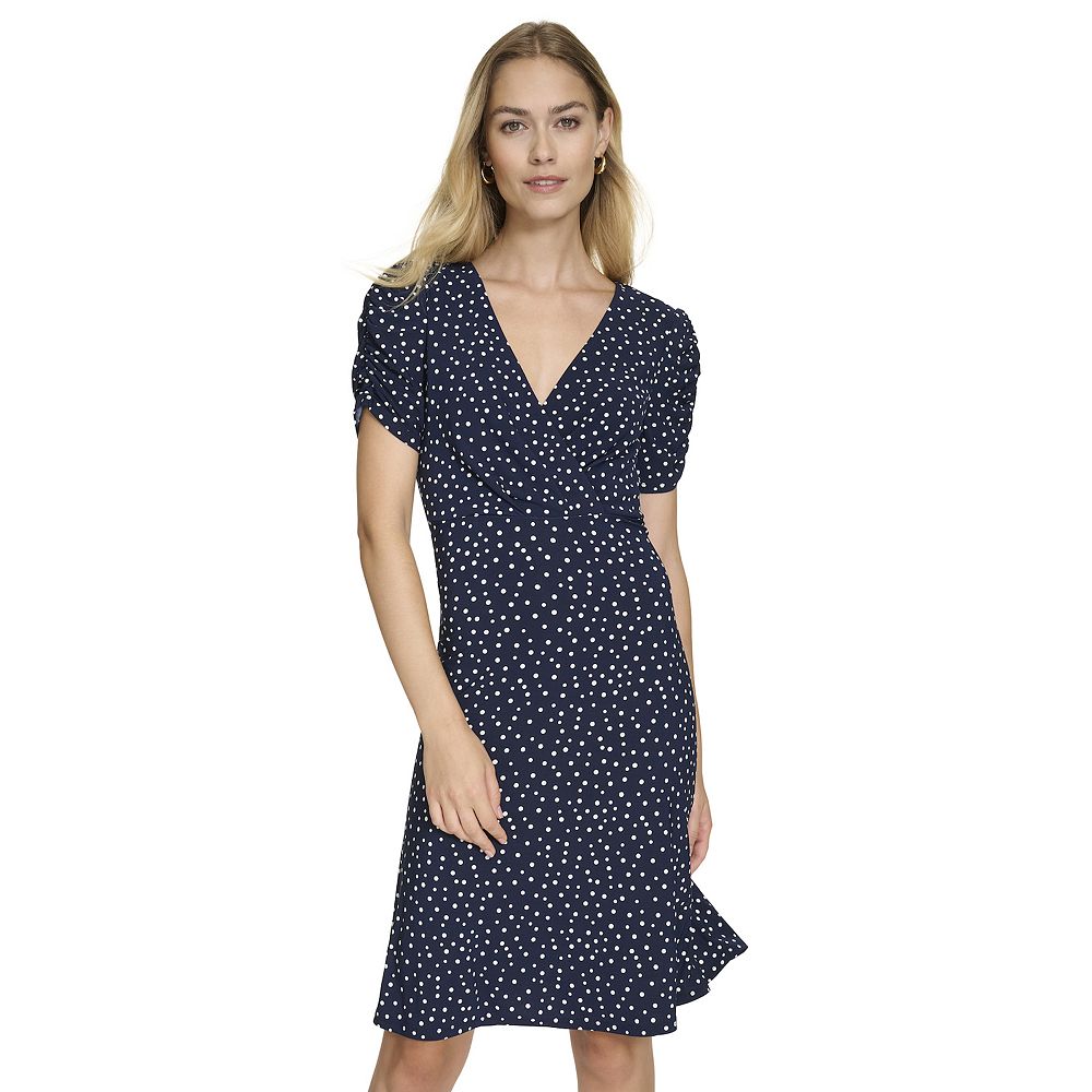 Perfee Ruched Surplice Long Sleeve Mini Dress