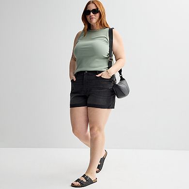 Plus Size Sonoma Goods For Life® Mid Rise Roll Cuff Denim Shorts