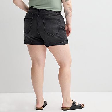 Plus Size Sonoma Goods For Life® Mid Rise Roll Cuff Denim Shorts