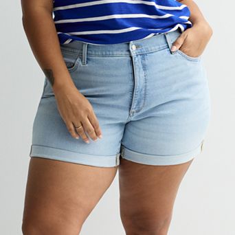 Plus Size Sonoma Goods For Life® Mid Rise Roll Cuff Denim Shorts