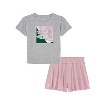 Baby & Toddler Girl Under Armour Sporty Graphic Tee & Layered Shorts Set