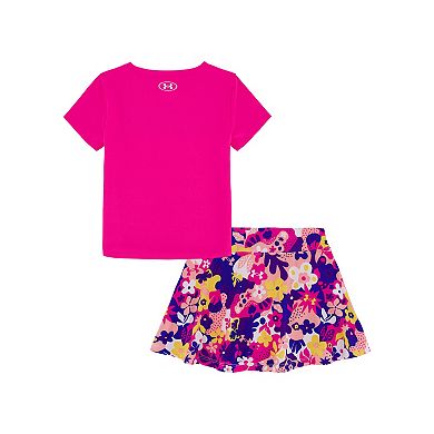 Toddler Girls Under Armour Floral Logo Tee and Floral Skort Set
