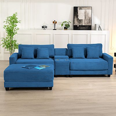 CLICKBIN Oversized Corduroy Sectional Sofa with a Removable
