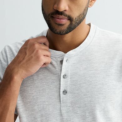 Men's Sonoma Goods For Life® Essential Short Sleeve Striped Henley T-Shirt