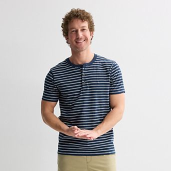 Men's Sonoma Goods For Life® Essential Short Sleeve Striped Henley T-Shirt