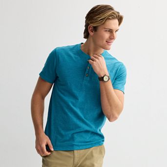 Men's Sonoma Goods For Life® Essential Short Sleeve Striped Henley T-Shirt