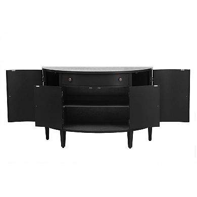 Curved Design Storage Cabinet with Fraxinus Mandschuric Solid Wood Veneer Adjustable Shelves