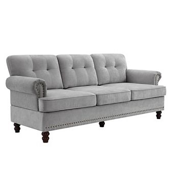 3-Seater Chenille Sofa with Solid Rubberwood Legs for Living Room