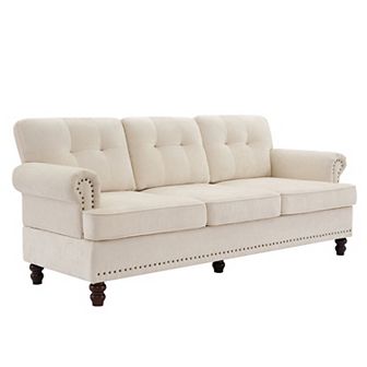 3-Seater Chenille Sofa with Solid Rubberwood Legs for Living Room