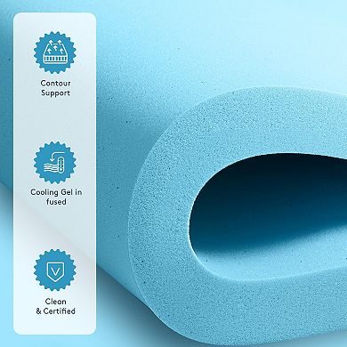 SERWALL 2-in-1 2-Inch Cooling Gel Memory Foam Mattress Topper with 800 Gsm Soft Mattress Cover