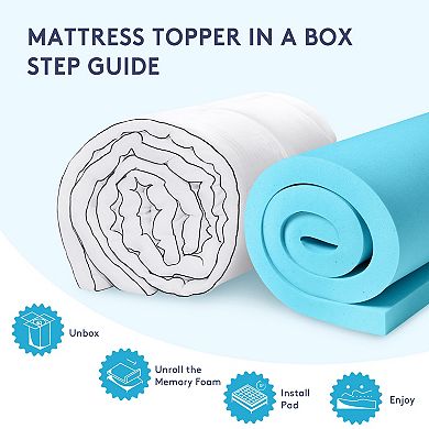 SERWALL 2-in-1 2-Inch Cooling Gel Memory Foam Mattress Topper with 800 Gsm Soft Mattress Cover