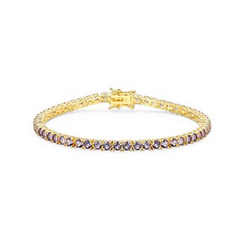 Classic Treasures 18k Gold over Silver Birthstone Tennis Bracelet