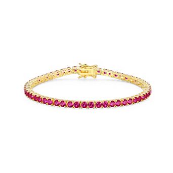 Classic Treasures 18k Gold over Silver Birthstone Tennis Bracelet