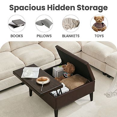SERWALL Square Coffee Table Storage Ottoman