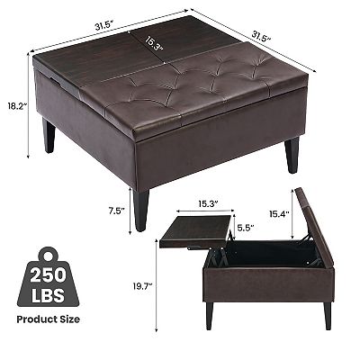 SERWALL Square Coffee Table Storage Ottoman