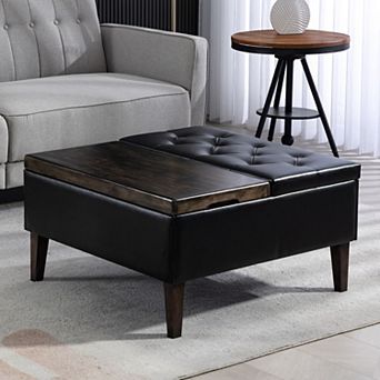 Square Coffee Table Storage Ottoman