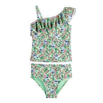 Disney's Lilo & Stitch Baby & Toddler Girl Floral One Shoulder Flutter Tankini Swim Suit by Jumping Beans®