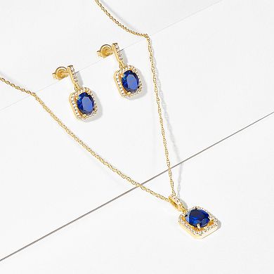 Classic Treasures 18k Gold over Silver Birthstone Drop Earrings & Pendant Necklace Set