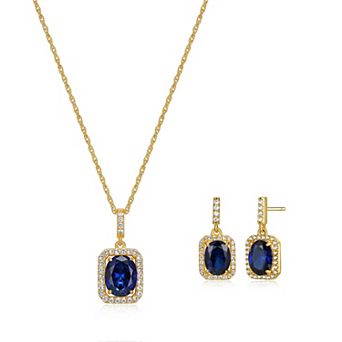 Classic Treasures 18k Gold over Silver Birthstone Drop Earrings & Pendant Necklace Set