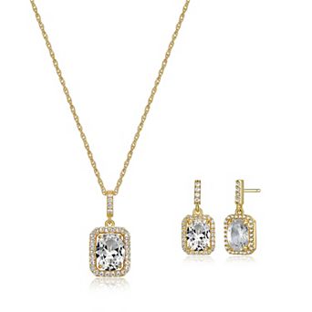 Classic Treasures 18k Gold over Silver Birthstone Drop Earrings & Pendant Necklace Set