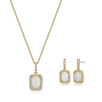 Classic Treasures 18k Gold over Silver Birthstone Drop Earrings & Pendant Necklace Set