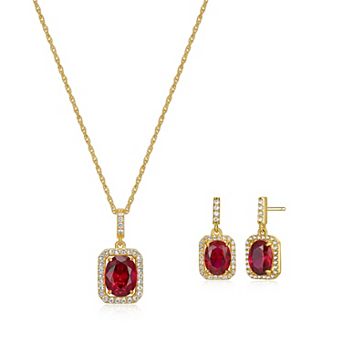 Classic Treasures 18k Gold over Silver Birthstone Drop Earrings & Pendant Necklace Set