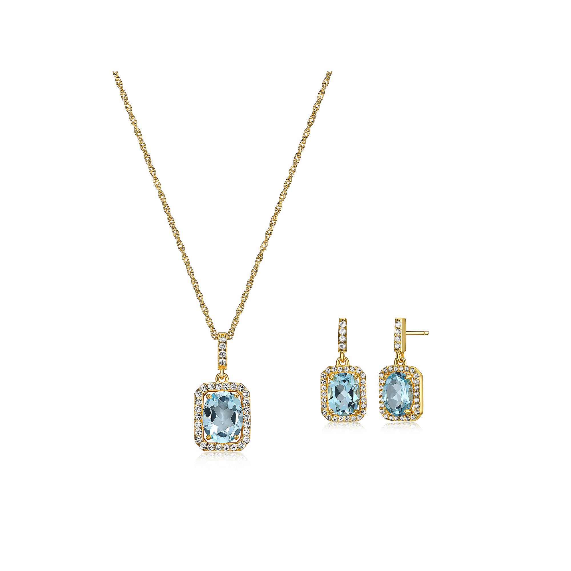 18k Gold over Silver Birthstone Drop Earrings & Pendant Necklace Set, Wome