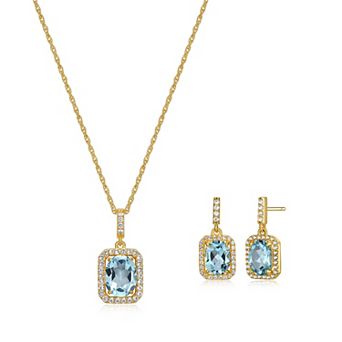 Classic Treasures 18k Gold over Silver Birthstone Drop Earrings & Pendant Necklace Set