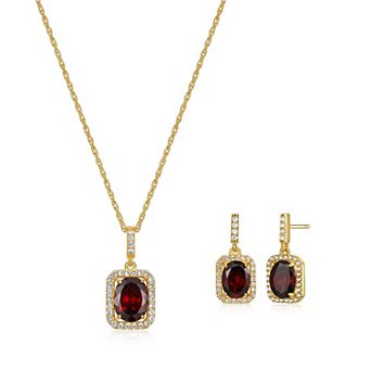 Classic Treasures 18k Gold over Silver Birthstone Drop Earrings & Pendant Necklace Set