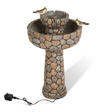Glitzhome 2-tier Stone Like Outdoor Water Fountain