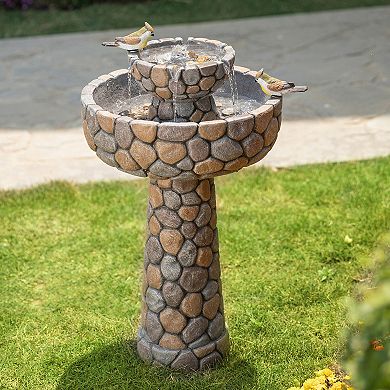Glitzhome 2-tier Stone Like Outdoor Water Fountain