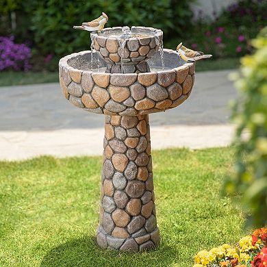 Glitzhome 2-tier Stone Like Outdoor Water Fountain