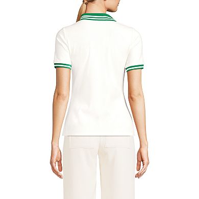 Petite Lands' End Short Sleeve Polished Rib Polo