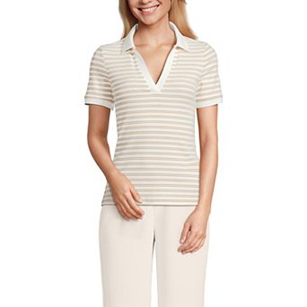 Petite Lands' End Short Sleeve Polished Rib Polo