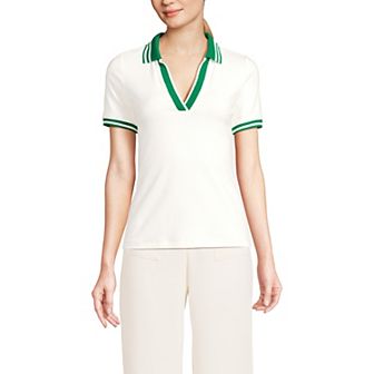 Petite Lands' End Short Sleeve Polished Rib Polo