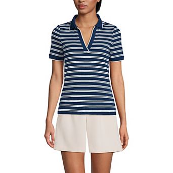 Petite Lands' End Short Sleeve Polished Rib Polo