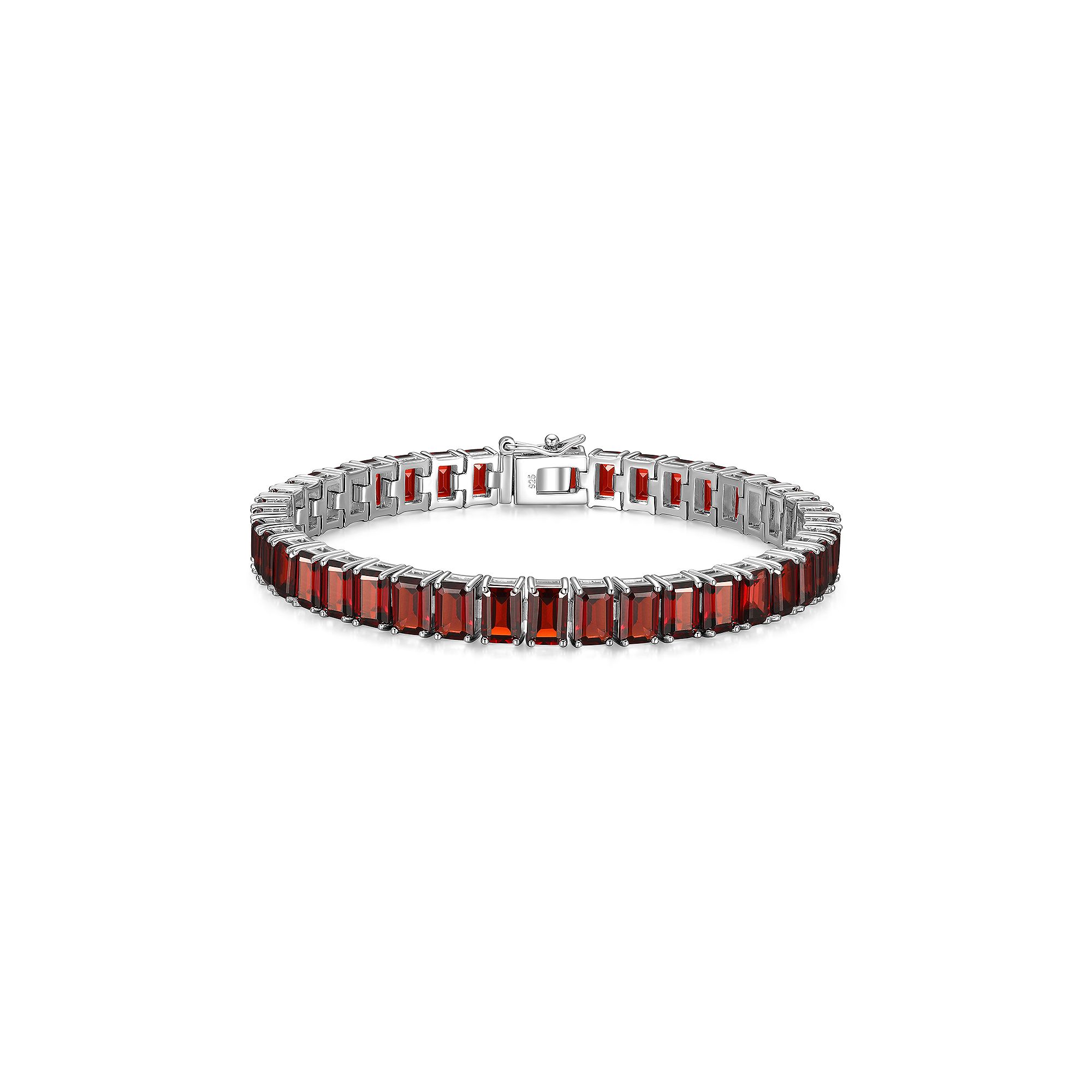 Sterling Silver Birthstone Emerald Cut Stone Tennis Bracelet, Womens, Siz