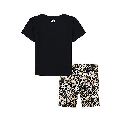 Girls 4-6 Under Armour 2-Piece Printed Tee & Bike Shorts Set