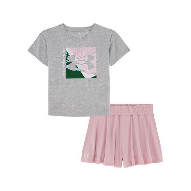 Girls 4-6 Under Armour 2-Piece Boxed Logo Performance Tee & Skort Set