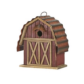 Glitzhome 10.2" H Rustic Bird House Outdoor Garden